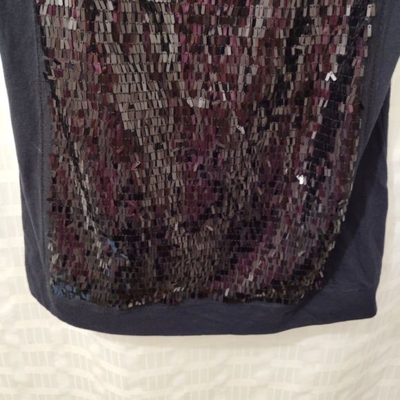 Vera Wang Tank Top Black Sequins Eyelash Lace Edges Cotton Blend Medium M - Picture 4 of 11